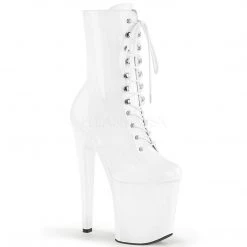 Pleaser 8" White Lace-Up Ankle Boot Platform Shoes Shoes*