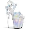 Pleaser 8" Silver Ankle Strap Platform Heels*