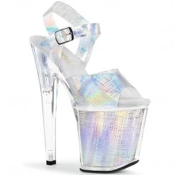 Pleaser 8" Silver Ankle Strap Platform Heels*
