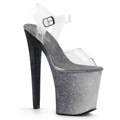 Pleaser Shoes 8" Clear/Silver Ankle Strap Platform Pumps*