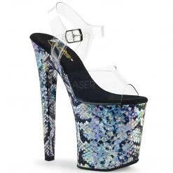 Pleaser Shoes 8" Clear/Silver Ankle Strap Platform Heels*