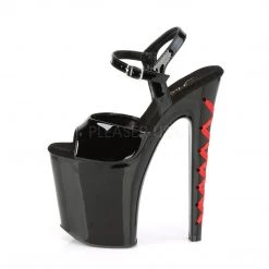 Pleaser 8" Heel Black/Red Ankle Strap Platforms*