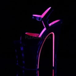 Pleaser 8" Black/Hot Pink Ankle Strap Platform Pumps* Glow In The Dark & Neon