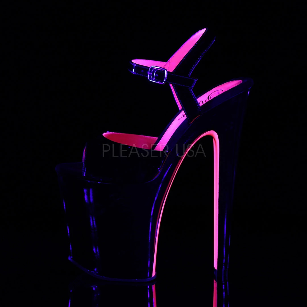 Pleaser 8" Black/Hot Pink Ankle Strap Platform Pumps* Glow In The Dark & Neon 4 Pleaser 8" Black/Hot Pink Ankle Strap Platform Pumps* Glow In The Dark & Neon