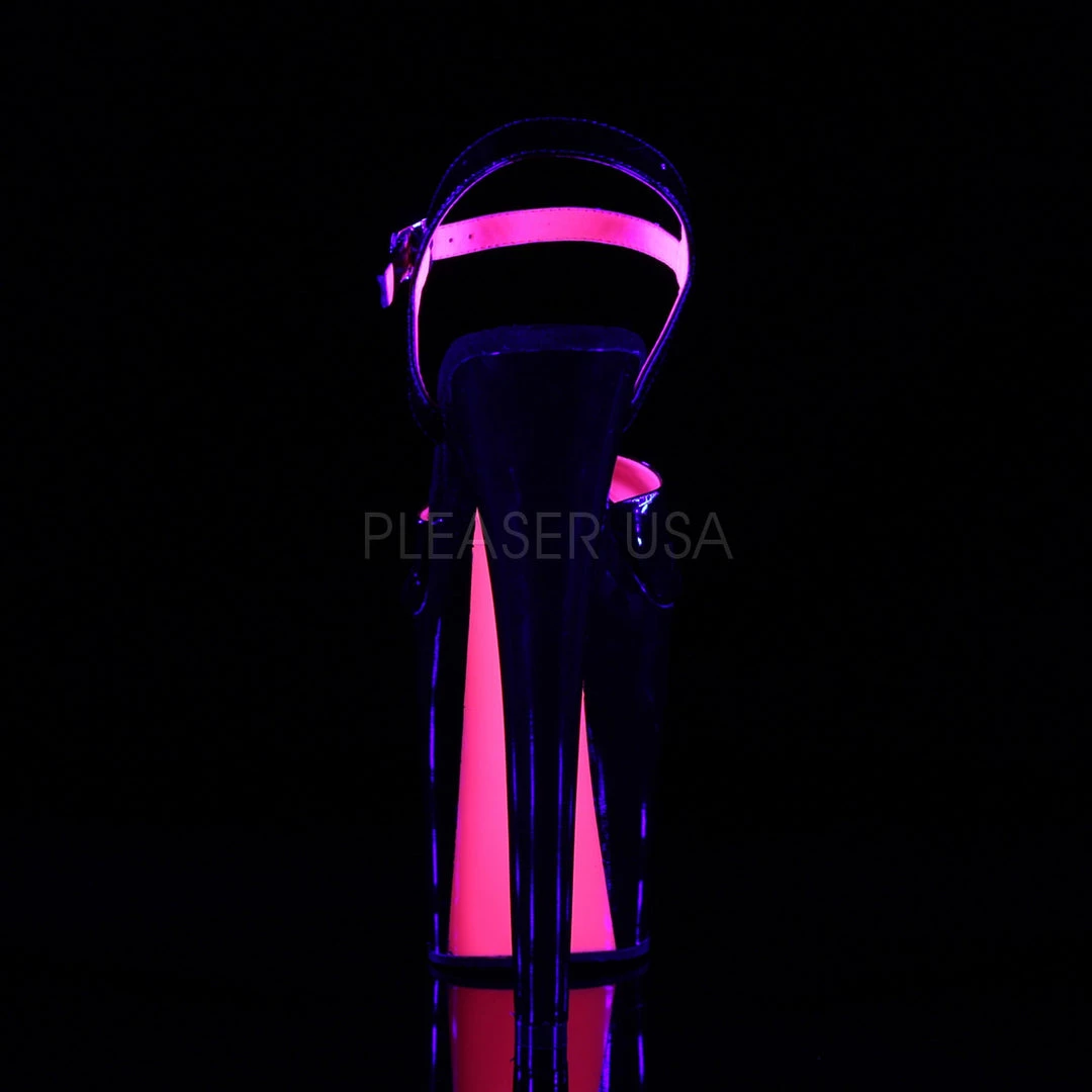 Pleaser 8" Black/Hot Pink Ankle Strap Platform Pumps* Glow In The Dark & Neon 5 Pleaser 8" Black/Hot Pink Ankle Strap Platform Pumps* Glow In The Dark & Neon