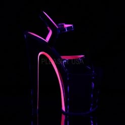 Pleaser 8" Black/Hot Pink Ankle Strap Platform Pumps* Glow In The Dark & Neon 9 Pleaser 8