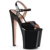 Pleaser 8" Heel Black/Rose Gold Ankle Strap Platforms* Shoes