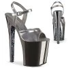 Pleaser 8" Heel Grey Glitter Platforms* Shoes
