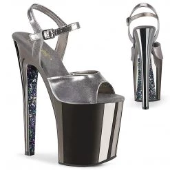 Pleaser 8" Heel Grey Glitter Platforms* Shoes