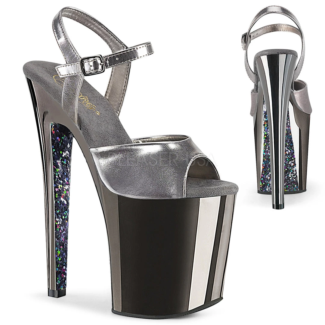 Pleaser 8" Heel Grey Glitter Platforms* Shoes 3 Pleaser 8" Heel Grey Glitter Platforms* Shoes