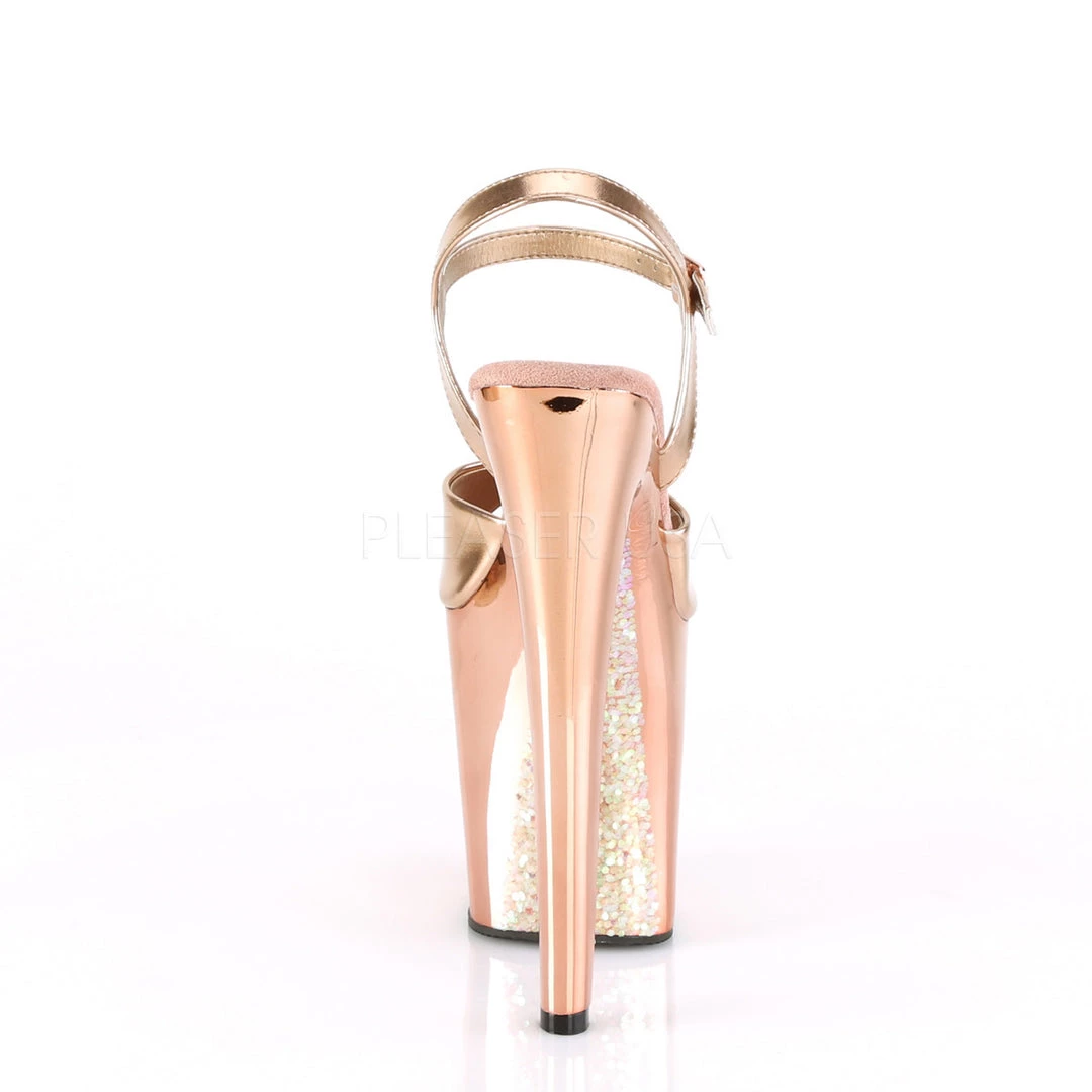Pleaser 8" Heel Rose Gold Ankle Strap Platforms* 5 Pleaser 8" Heel Rose Gold Ankle Strap Platforms*