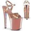 Pleaser 8" Heel Rose Gold Ankle Strap Platforms*