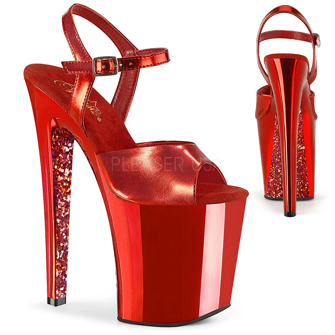 Pleaser Shoes 8" Heel Red Glitter Platforms* 3 Pleaser Shoes 8" Heel Red Glitter Platforms*