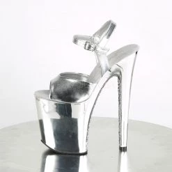 Pleaser 8" Heel Silver Glitter Platforms*