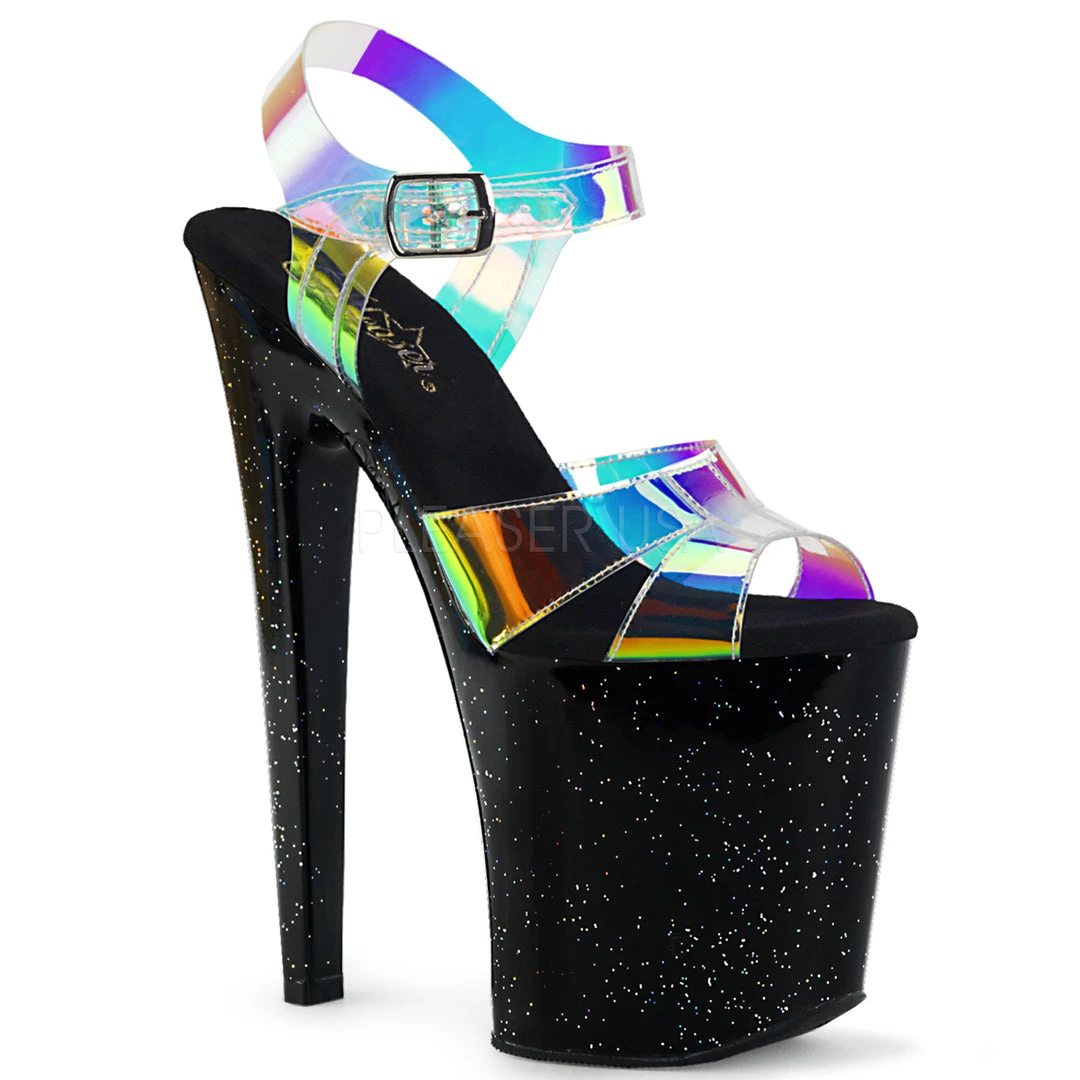 Pleaser Rainbow Clothing 8" Black/Rainbow Ankle Strap Platform High Heels* 3 Pleaser Rainbow Clothing 8" Black/Rainbow Ankle Strap Platform High Heels*