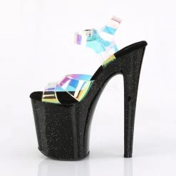 Pleaser Rainbow Clothing 8" Black/Rainbow Ankle Strap Platform High Heels*