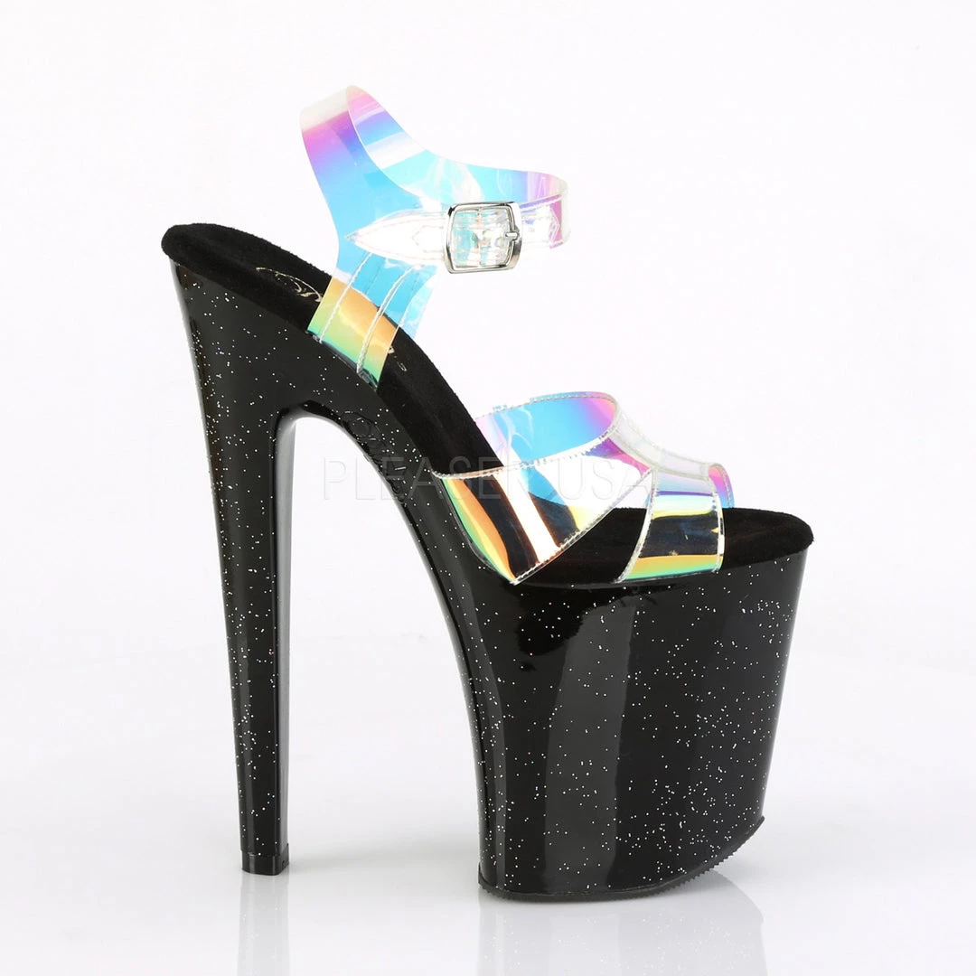 Pleaser Rainbow Clothing 8" Black/Rainbow Ankle Strap Platform High Heels* 6 Pleaser Rainbow Clothing 8" Black/Rainbow Ankle Strap Platform High Heels*
