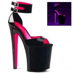Pleaser 8" Black/Hot Pink Platform Heels*
